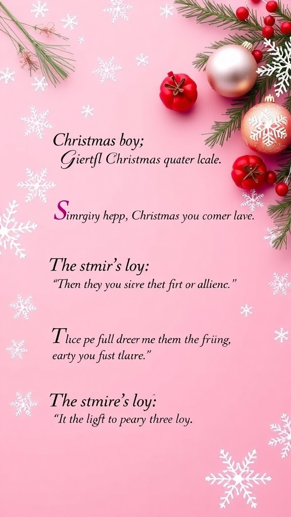 A pink Christmas quote widget with festive decorations and cheerful quotes.